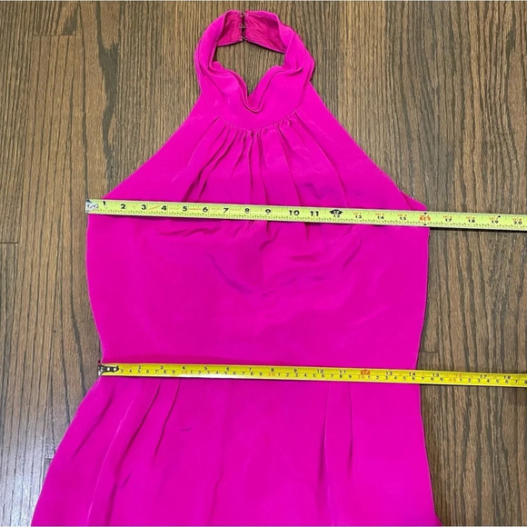 Carmen Marc Valvo Fuchsia Ruffle Halter Dress - Picture 8 of 11